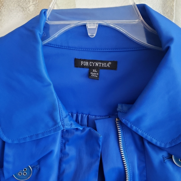 Blue Ruffled Satiny Finish Jacket - Picture 8 of 14